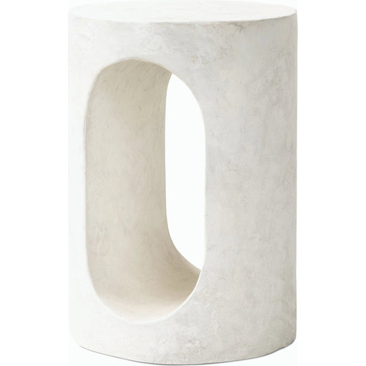 Samson End Table by Four Hands in textured lunar concrete. Made from concrete in a modern style.