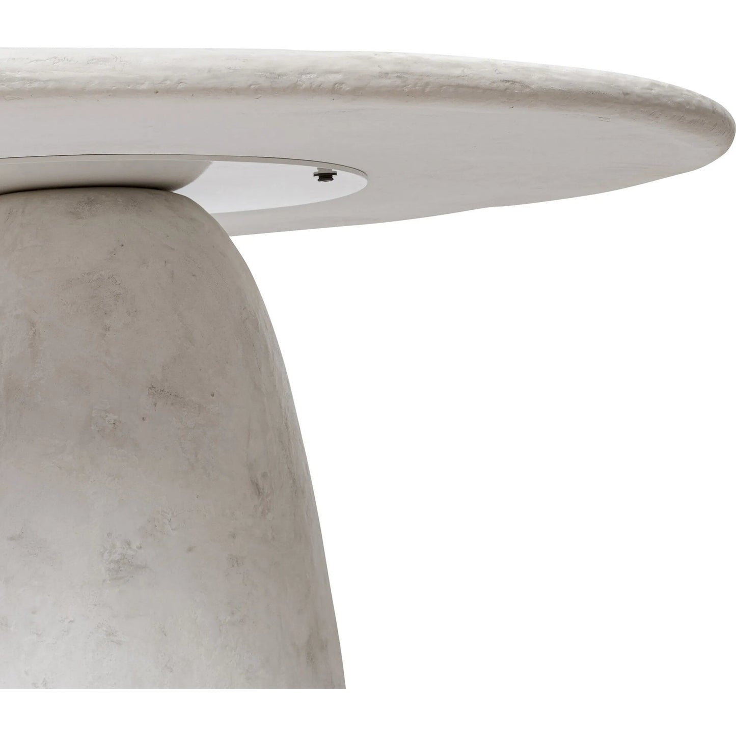 009 SI-2519204 | Closeup | Janice Dining Table by Four Hands in textured lunar concrete. Made from solid concrete in a transitional style.
