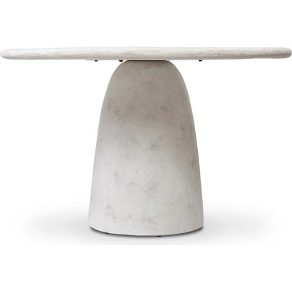 Janice Dining Table by Four Hands in textured lunar concrete. Made from solid concrete in a transitional style.