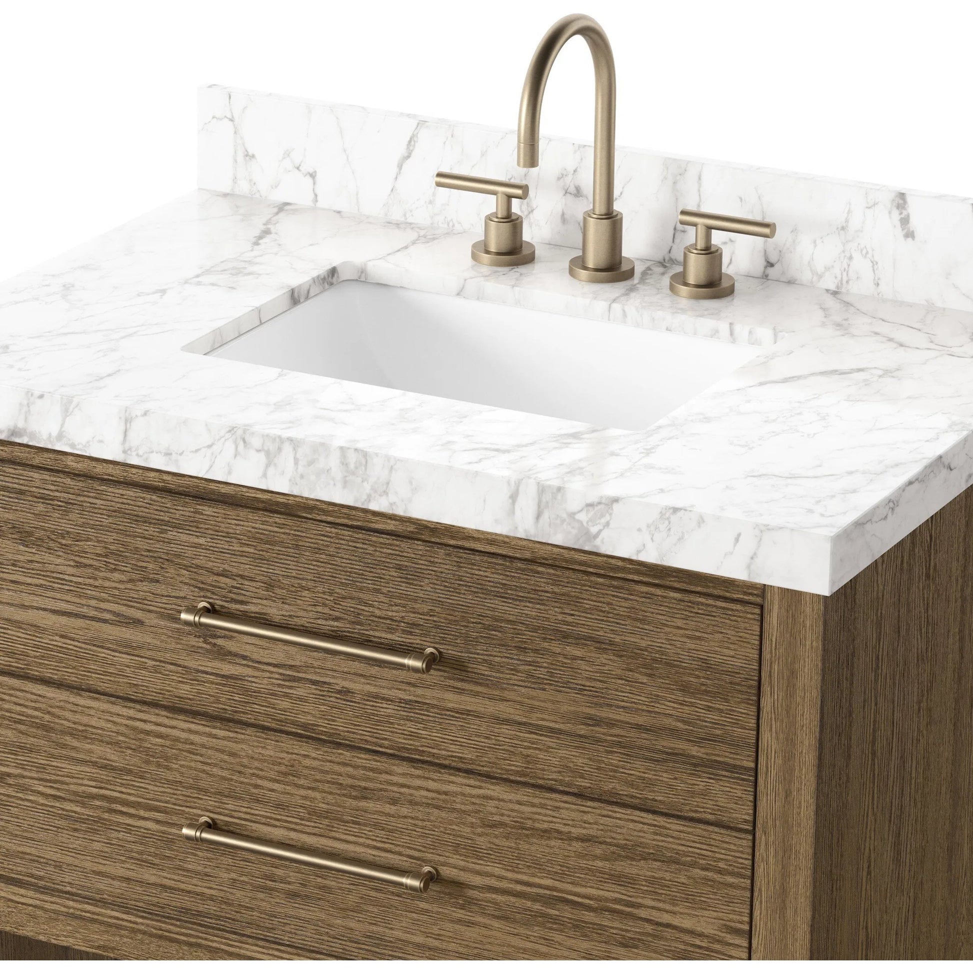Anthem Single Vanity by Four Hands. Made from thick oak veneer, solid marble in a unique style.