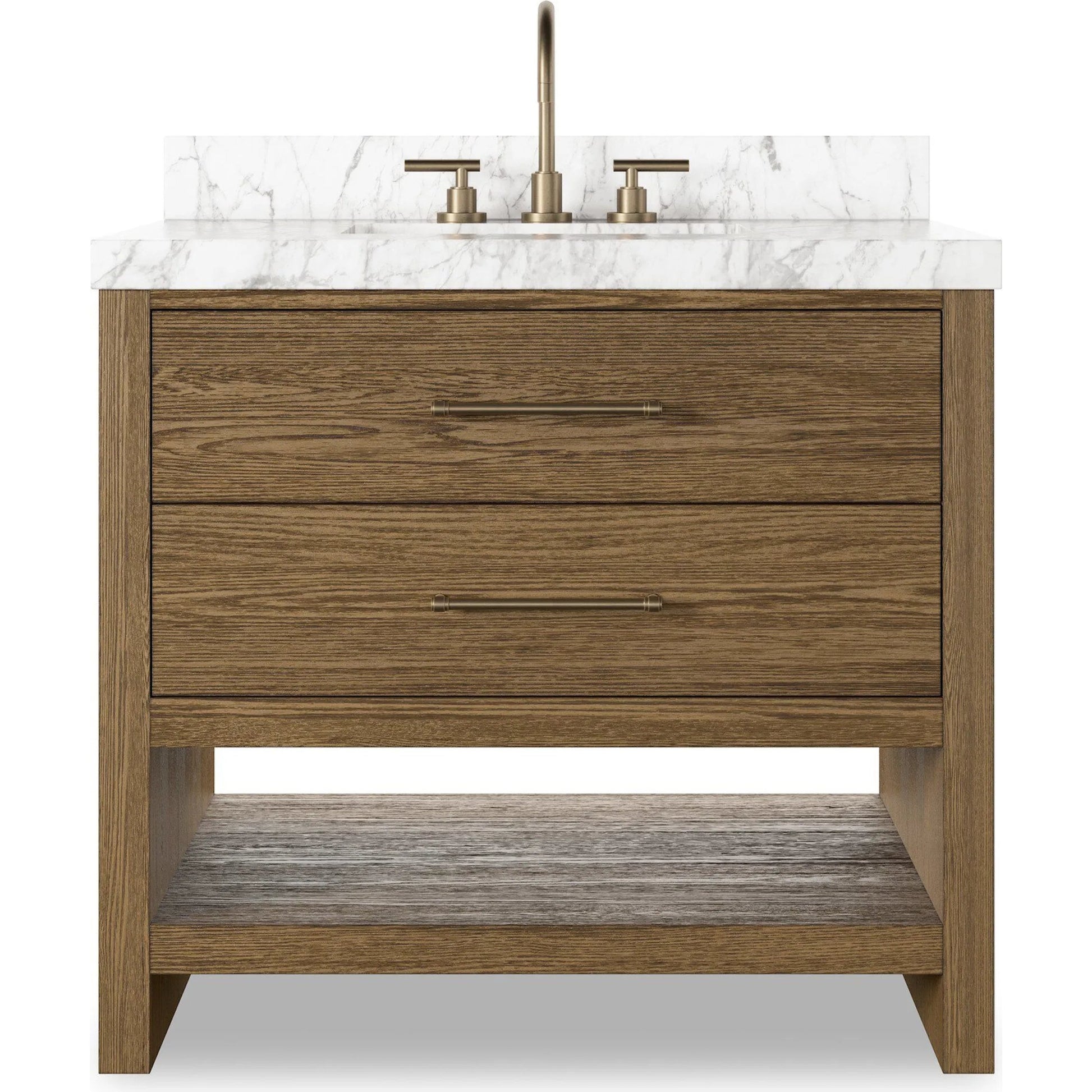 Anthem Single Vanity by Four Hands. Made from thick oak veneer, solid marble in a unique style.
