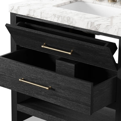 Anthem Single Vanity by Four Hands. Made from thick oak veneer, solid marble in a unique style.
