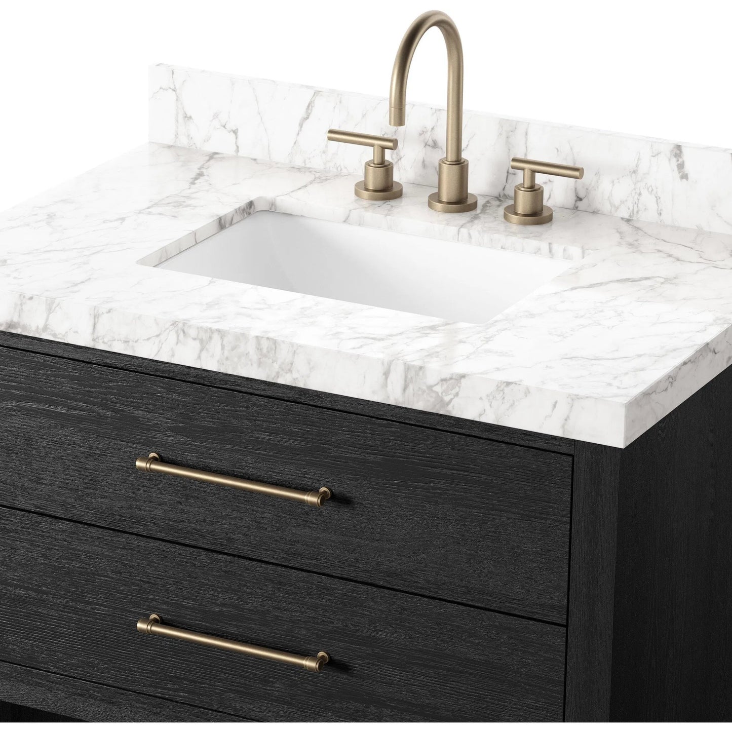 020 SI-2377098 | Closeup | Anthem Single Vanity by Four Hands. Made from thick oak veneer, solid marble in a unique style.