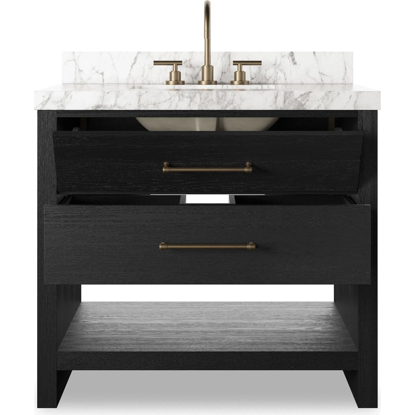 022 SI-2377098 | Closeup | Anthem Single Vanity by Four Hands. Made from thick oak veneer, solid marble in a unique style.
