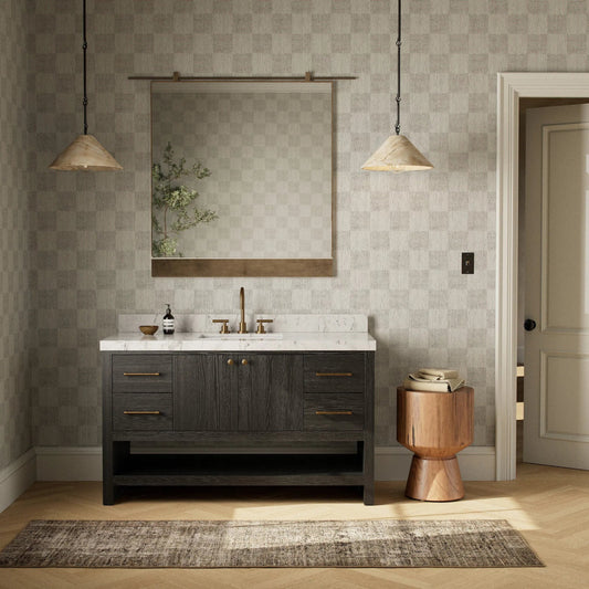 Anthem Single Wide Vanity by Four Hands. Made from thick oak veneer, solid marble in a unique style.