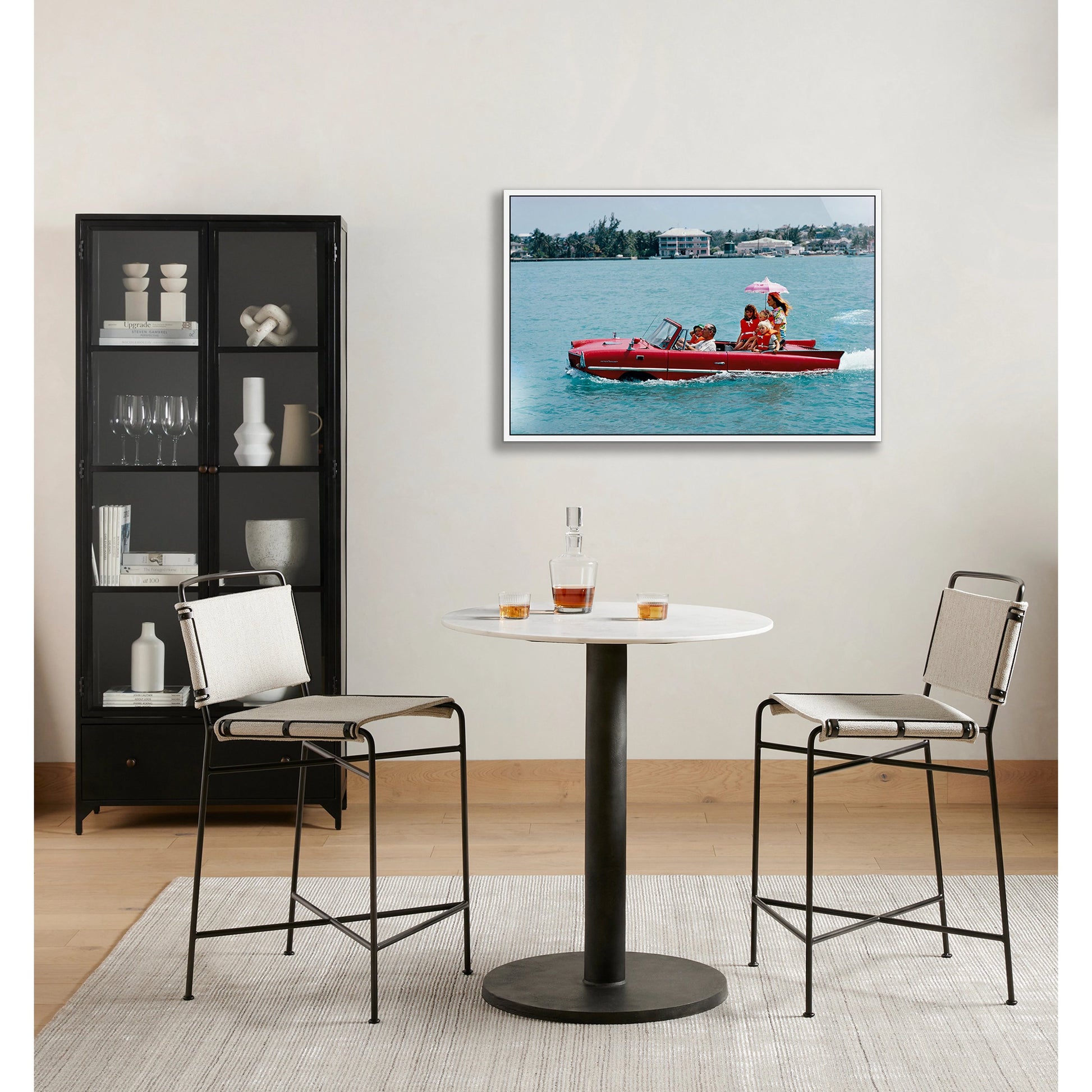 Sea Drive by Slim Aarons by Four Hands. Made from white maple, gloss white chromaluxe in a coastal style.