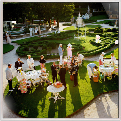 Garden Party by Slim Aarons by Four Hands. Made from american maple floater, gloss white chromaluxe in a modern style.