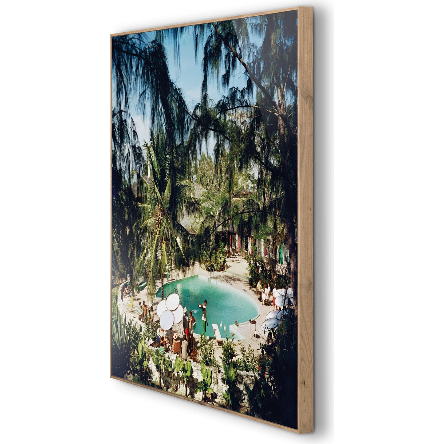 003 SI-2091598 | Additional Silo | Eleuthra Pool Party by Slim Aarons by Four Hands. Made from vertical grain floater white oak, gloss white chromaluxe in a coastal style.