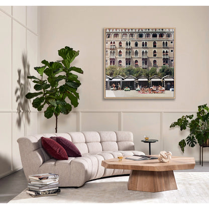 Hotel Excelsior by Slim Aarons by Four Hands. Made from vertical grain floater white oak, gloss white chromaluxe in a modern style.