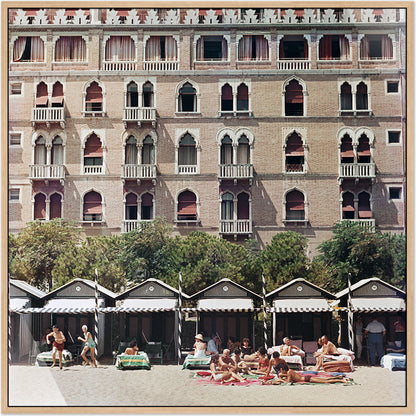 Hotel Excelsior by Slim Aarons by Four Hands. Made from vertical grain floater white oak, gloss white chromaluxe in a modern style.