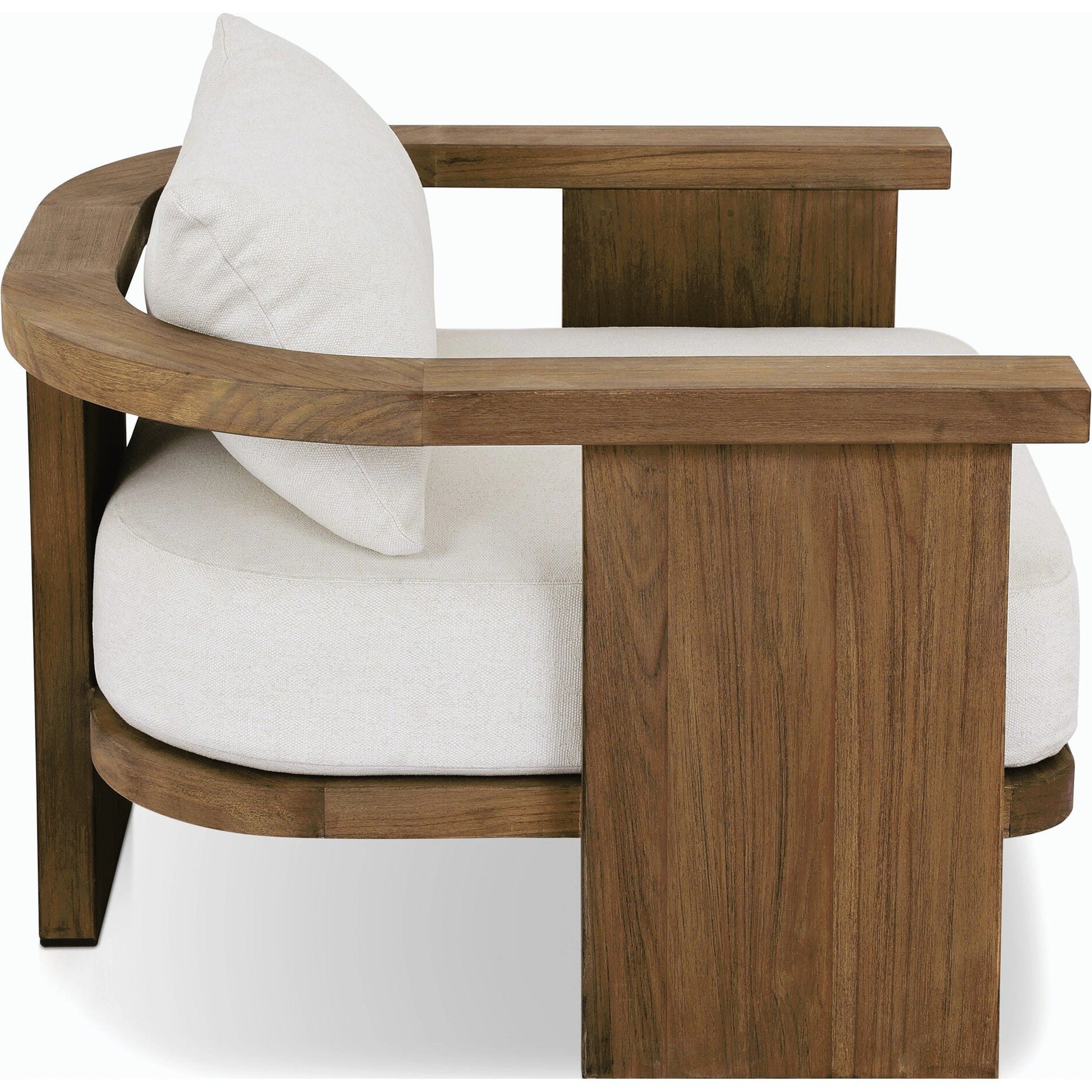 Tahana Outdoor Chair by Four Hands in alessi linen, stained toasted brown-fsc. Made from 100% polypropylene, solid fsc®-certified teak, 59% polyurethane foam, 30% polyester fiber, 11% polyester fiber batting in a modern style.