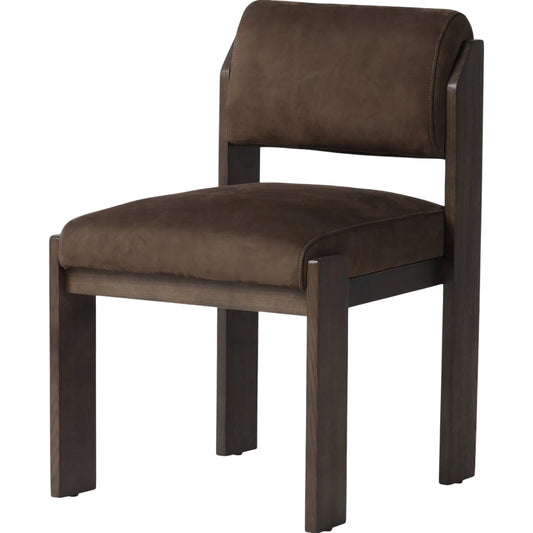 Hamlet Dining Chair by Four Hands in cottswald cigar nubuck, warm ash. Made from top grain leather, solid ash in a unique style.