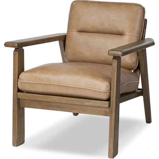 Jones Chair by Four Hands in palermo drift, amber ash. Made from top grain leather, solid ash in a traditional style.