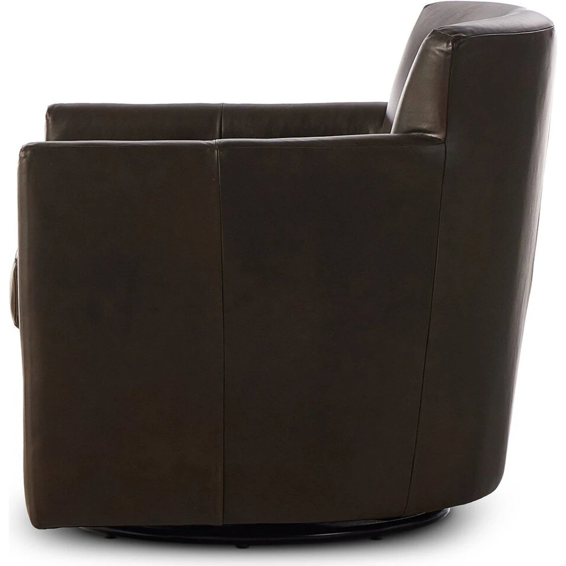 Miriam Swivel Chair by Four Hands in heirloom cigar. Made from top grain leather, pine plywood, solid pine in a modern style.