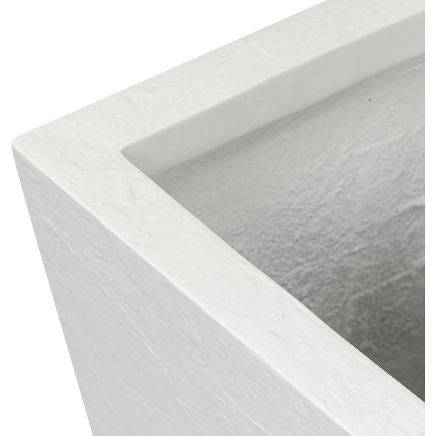 003 SI-2635318 | Closeup | Koto Planter by Four Hands in textured white concrete. Made from solid concrete in a unique style.