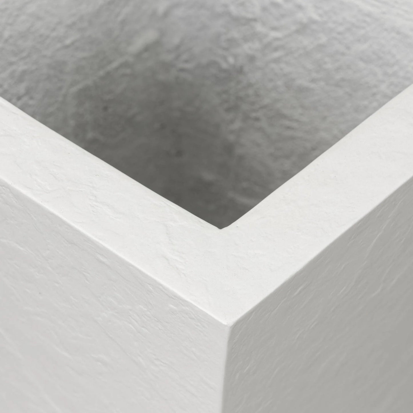 005 SI-2635318 | Closeup | Koto Planter by Four Hands in textured white concrete. Made from solid concrete in a unique style.