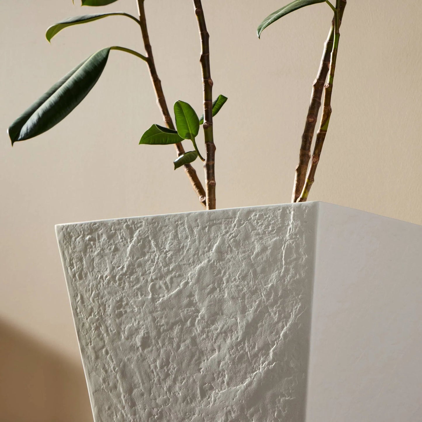 008 SI-2635318 | Closeup | Koto Planter by Four Hands in textured white concrete. Made from solid concrete in a unique style.
