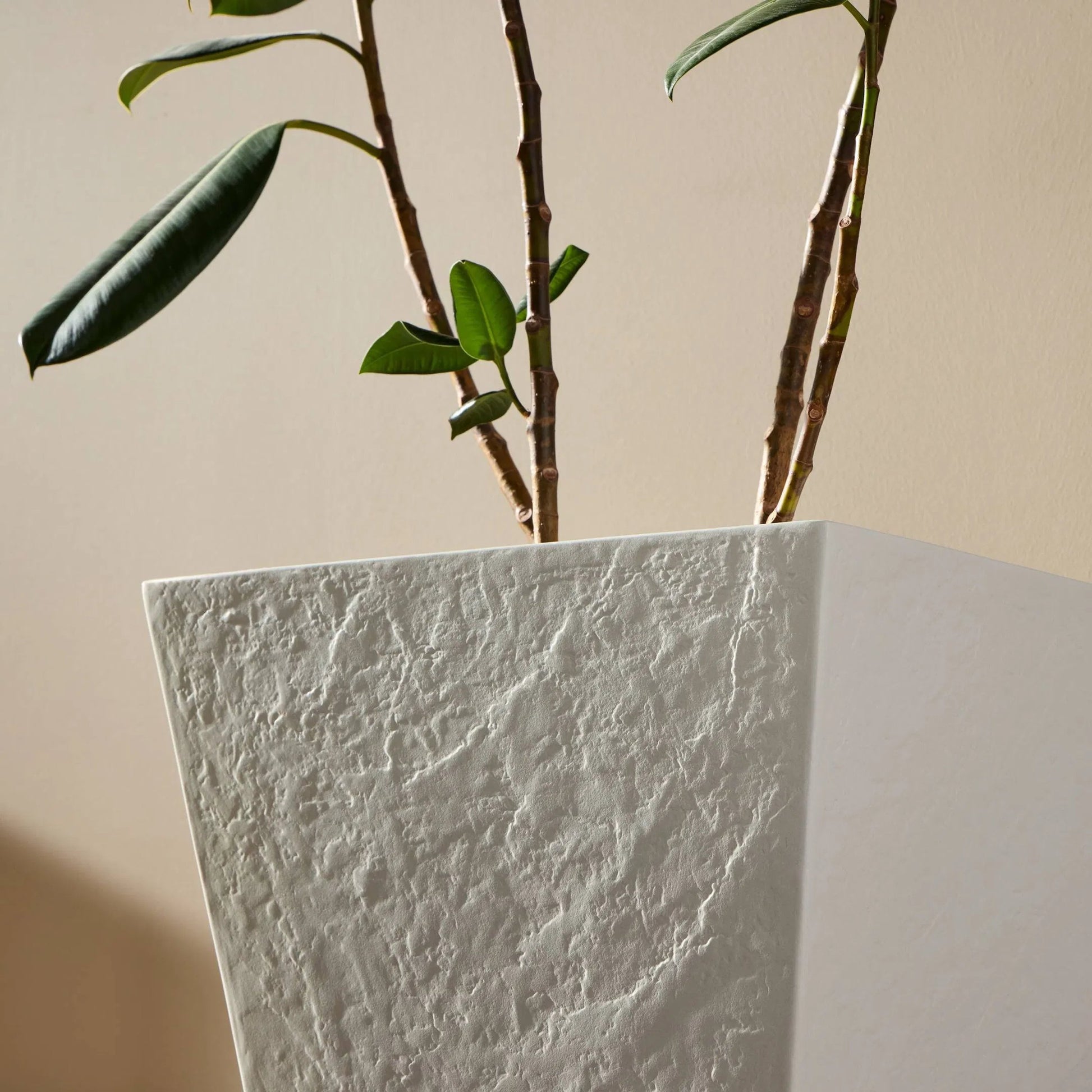 Koto Planter by Four Hands in textured white concrete. Made from solid concrete in a unique style.