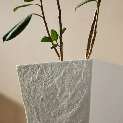 Koto Planter by Four Hands in textured white concrete. Made from solid concrete in a unique style.