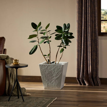 Koto Planter by Four Hands in textured white concrete. Made from solid concrete in a unique style.