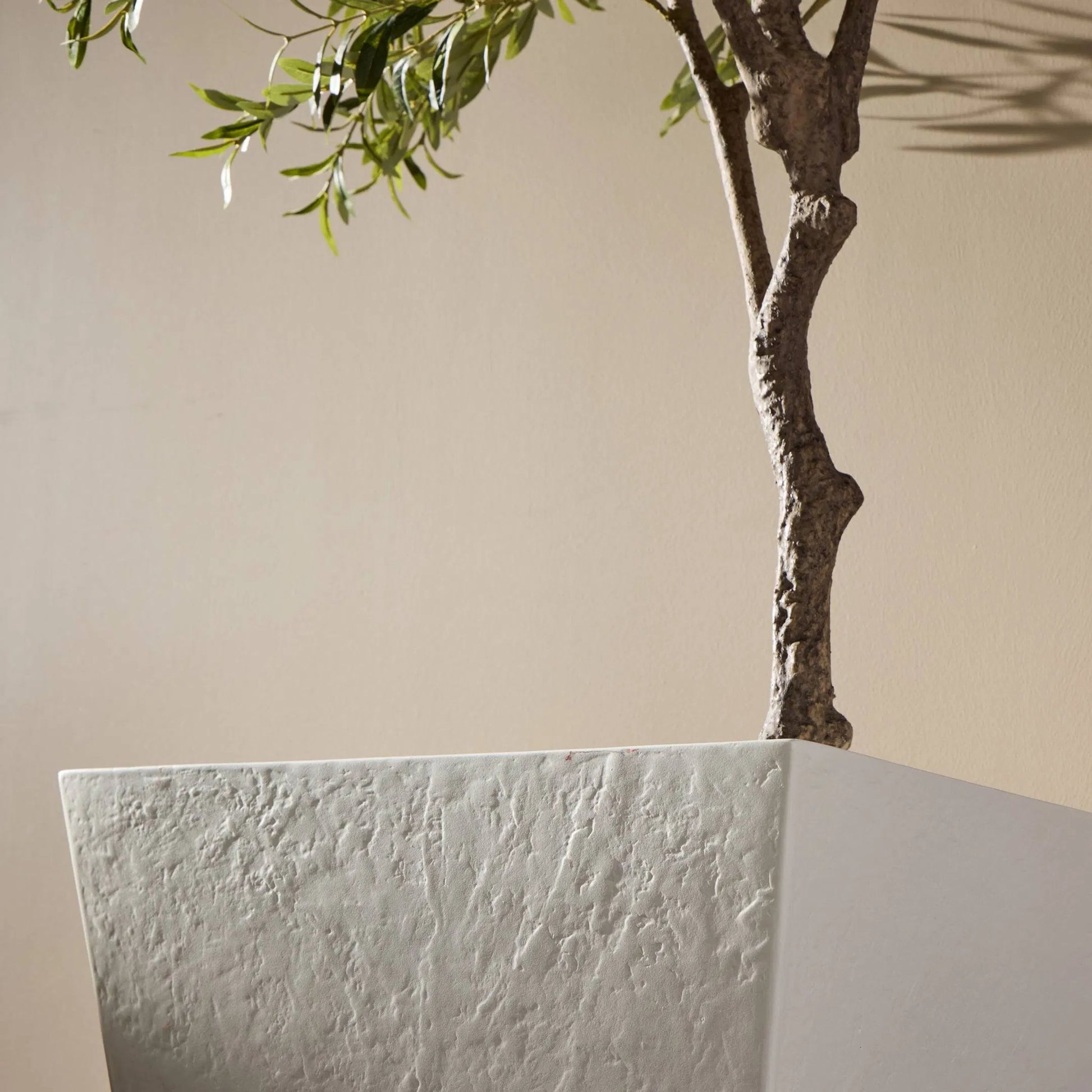Koto Planter by Four Hands in textured white concrete. Made from solid concrete in a unique style.