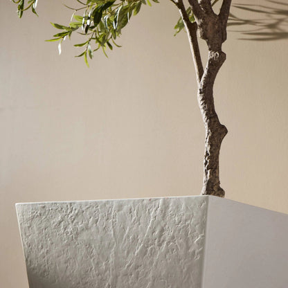 Koto Planter by Four Hands in textured white concrete. Made from solid concrete in a unique style.