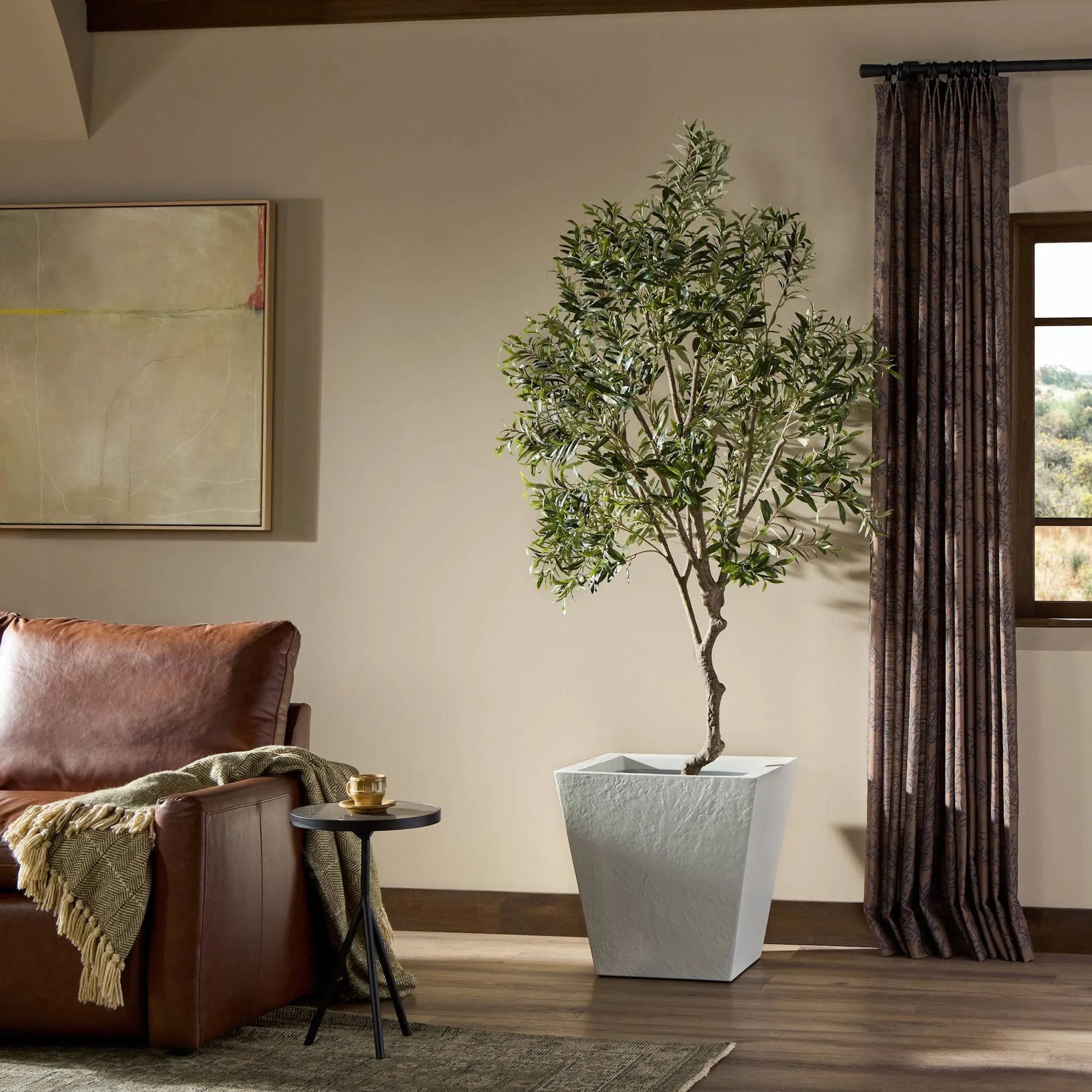 Koto Planter by Four Hands in textured white concrete. Made from solid concrete in a unique style.