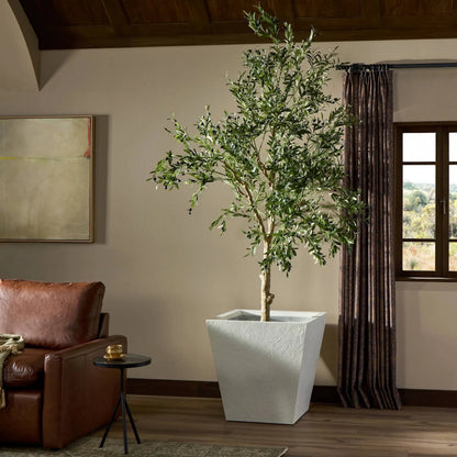 Koto Planter by Four Hands in textured white concrete. Made from solid concrete in a unique style.
