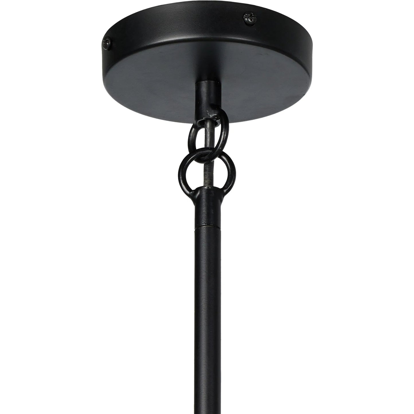 004 SI-2320144 | Closeup | Klaus Chandelier by Four Hands in jet black, aged brass iron. Made from iron in a modern style.