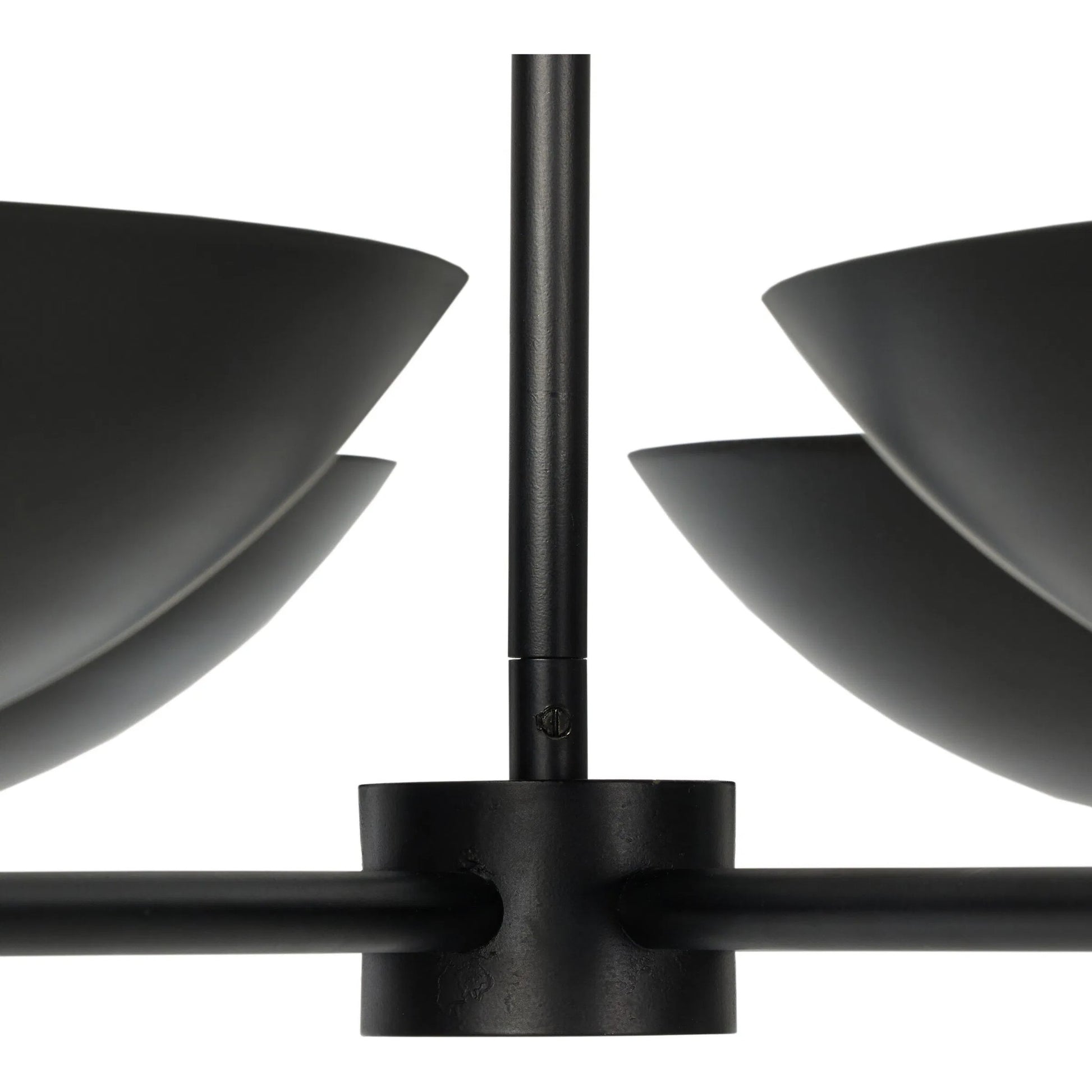 Klaus Chandelier by Four Hands in jet black, aged brass iron. Made from iron in a modern style.