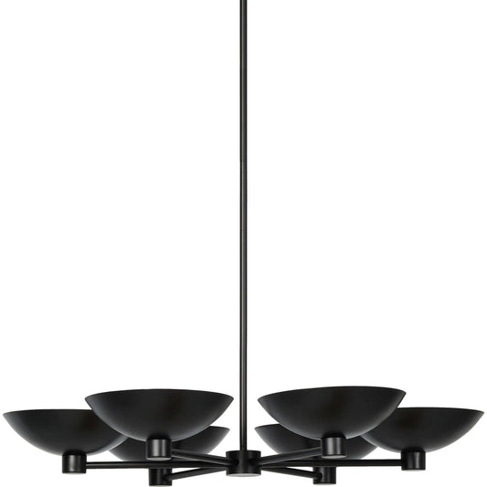 Klaus Chandelier by Four Hands in jet black, aged brass iron. Made from iron in a unique style.
