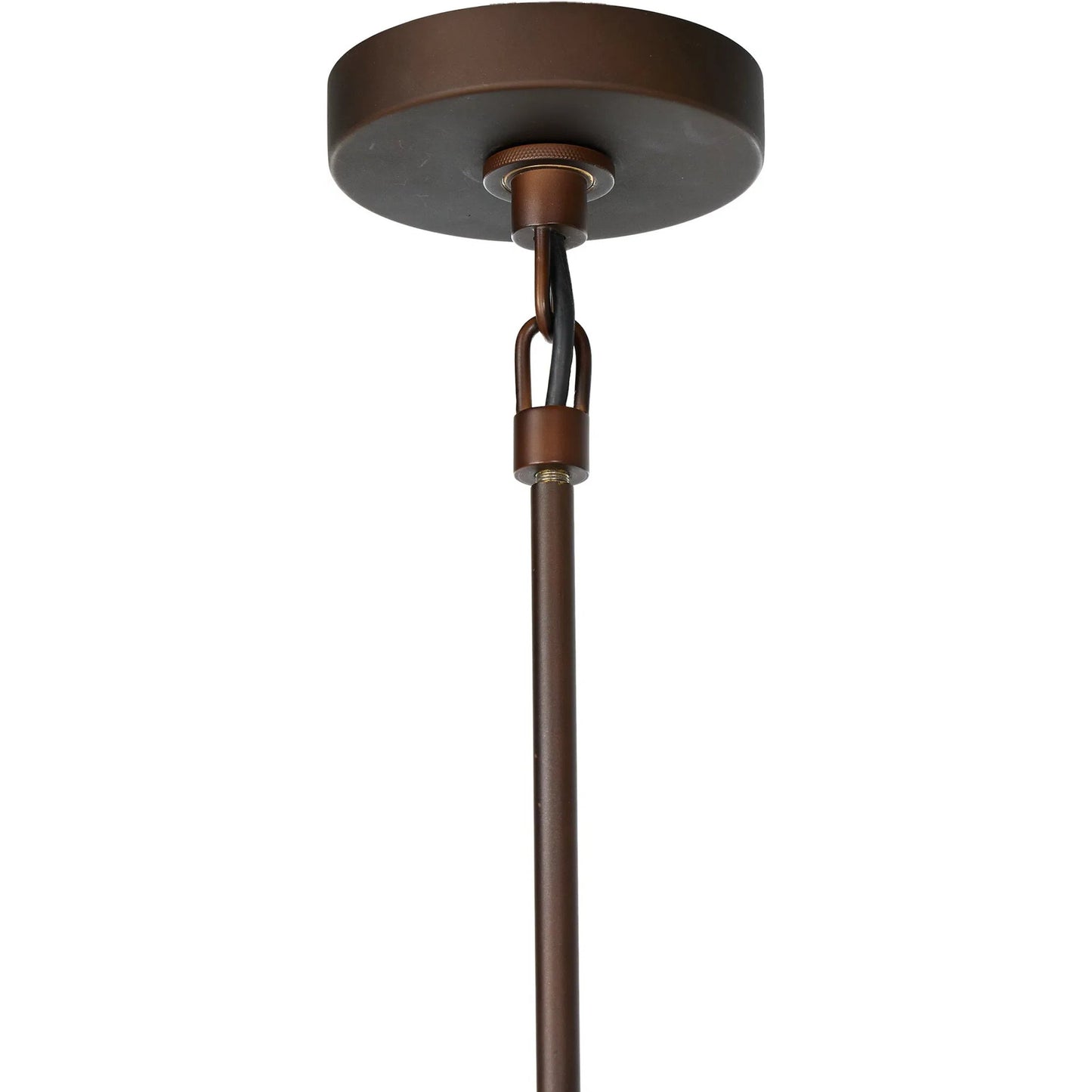 004 SI-2513284 | Closeup | Ludwig Chandelier by Four Hands in rust, frosted glass. Made from iron, glass in a modern style.