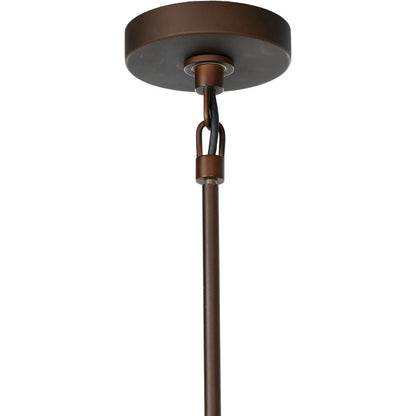 Ludwig Chandelier by Four Hands in rust, frosted glass. Made from iron, glass in a modern style.