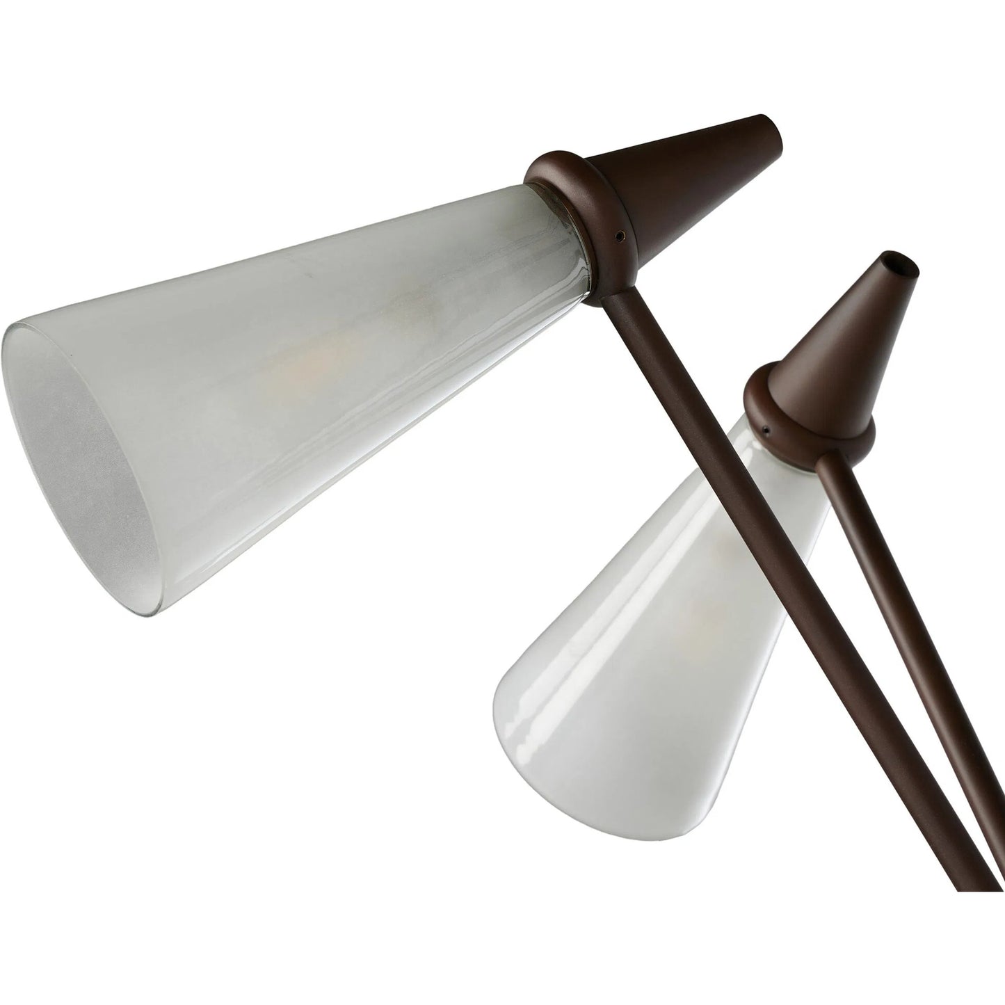 005 SI-2513284 | Closeup | Ludwig Chandelier by Four Hands in rust, frosted glass. Made from iron, glass in a modern style.