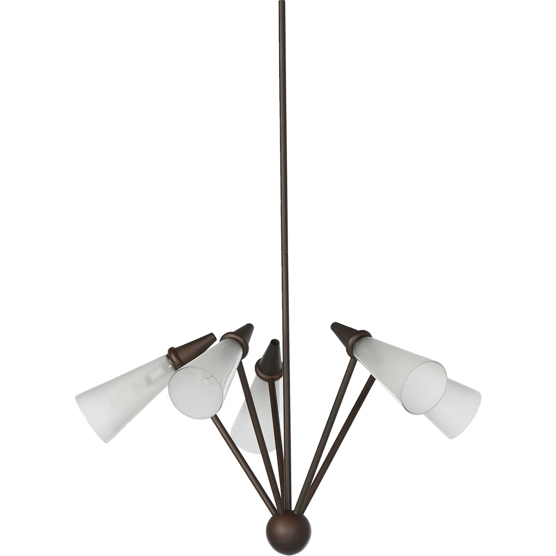Ludwig Chandelier by Four Hands in rust, frosted glass. Made from iron, glass in a modern style.