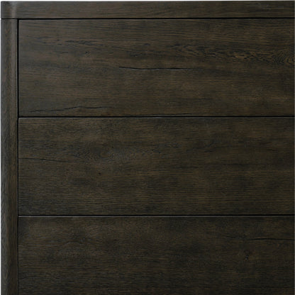 Noeline 6 Drawer Dresser by Four Hands in smoked black oak veneer. Made from thick oak veneer, solid oak in a modern style.