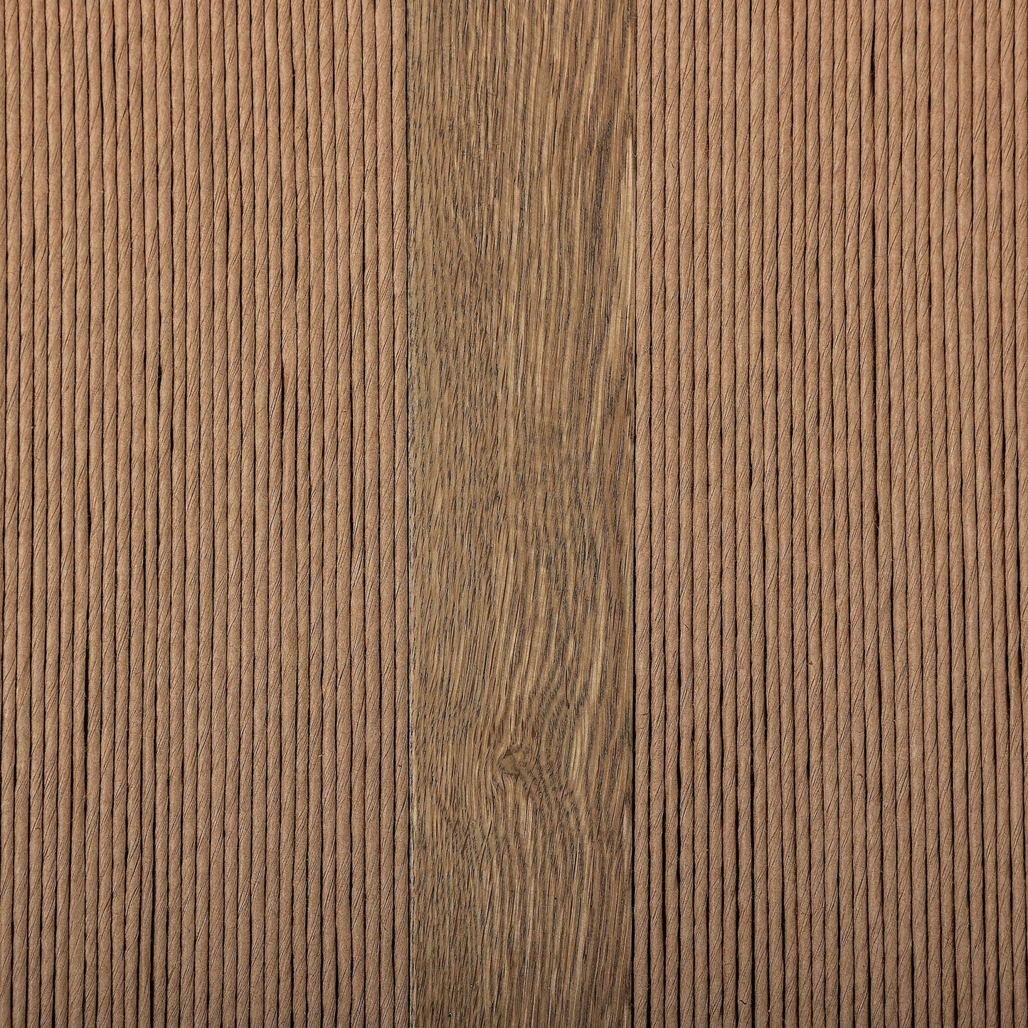 005 SI-2519306 | Closeup | Selene Dining Chair by Four Hands in dover crescent, aged oak, natural paper cord. Made from 71% viscose (rayon), 17% polyester, 12% flax/linen, solid oak, rush in a transitional style.