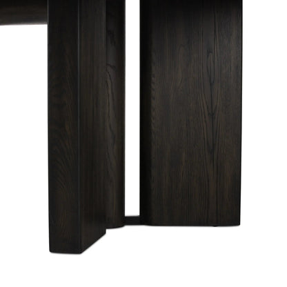 Huxley Dining Table by Four Hands in smoked black veneer. Made from thick oak veneer, solid oak in a unique style.