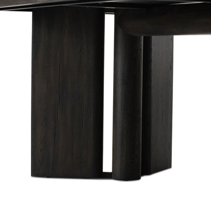 Huxley Dining Table by Four Hands in smoked black veneer. Made from thick oak veneer, solid oak in a unique style.