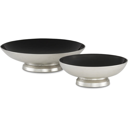 Varu Bowl by Currey and Company in black, silver. Made from cast aluminum in a eclectic & global style.