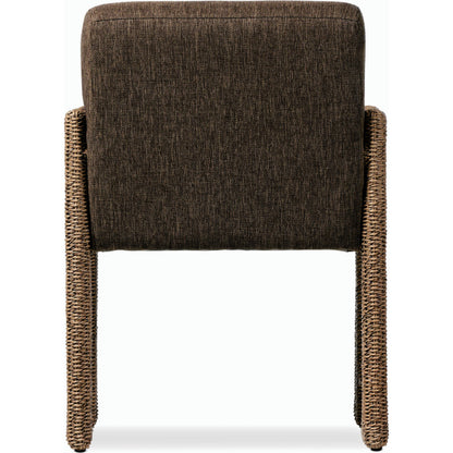 Amur Outdoor Dining Chair by Four Hands. Made from 100% olefin, 100% polyethylene, 74% polyurethane foam pad, 26% polyester fiber batting in a modern style.
