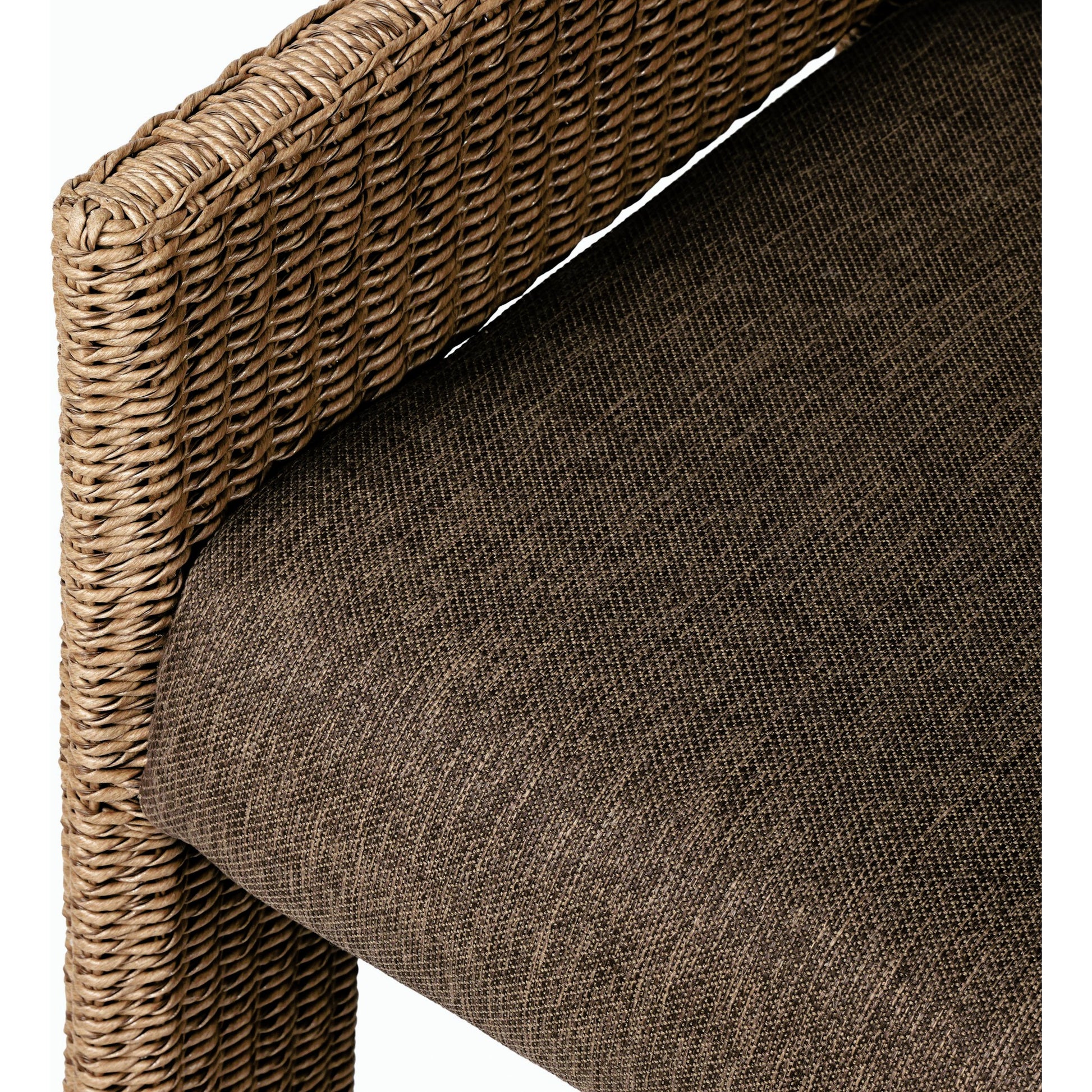 Amur Outdoor Dining Chair by Four Hands. Made from 100% olefin, 100% polyethylene, 74% polyurethane foam pad, 26% polyester fiber batting in a modern style.