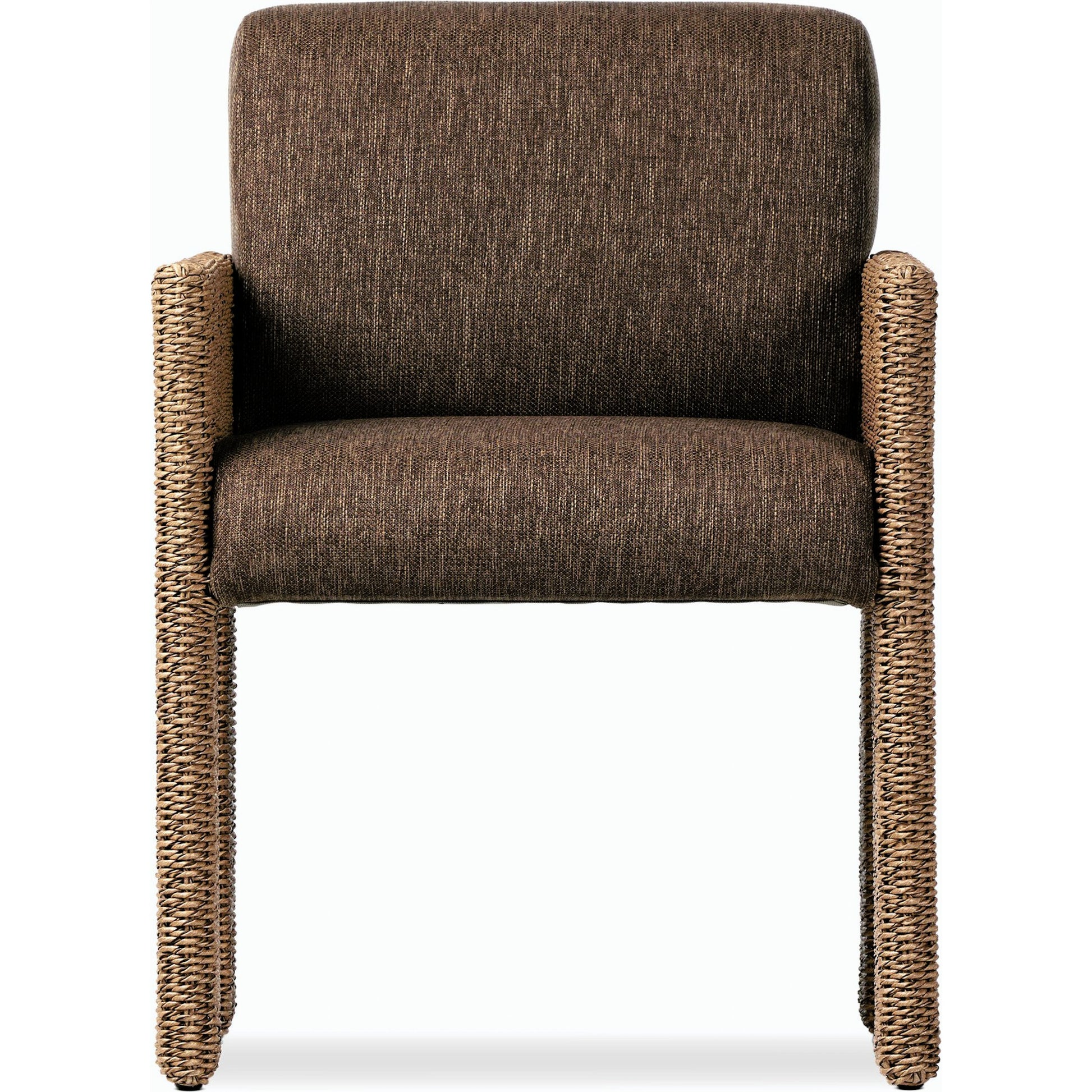 Amur Outdoor Dining Chair by Four Hands. Made from 100% olefin, 100% polyethylene, 74% polyurethane foam pad, 26% polyester fiber batting in a modern style.