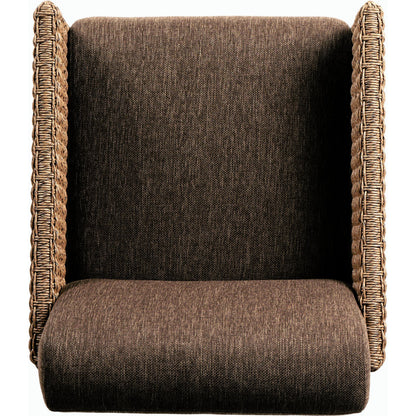 Amur Outdoor Dining Chair by Four Hands. Made from 100% olefin, 100% polyethylene, 74% polyurethane foam pad, 26% polyester fiber batting in a modern style.