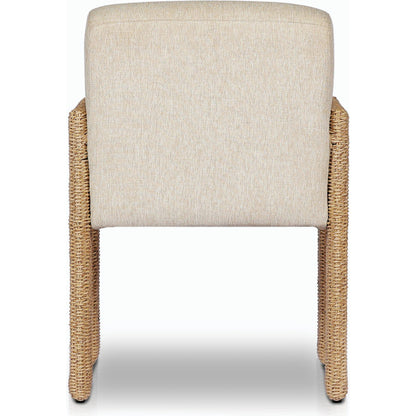 Amur Outdoor Dining Chair by Four Hands. Made from 100% olefin, 100% polyethylene, 74% polyurethane foam pad, 26% polyester fiber batting in a modern style.