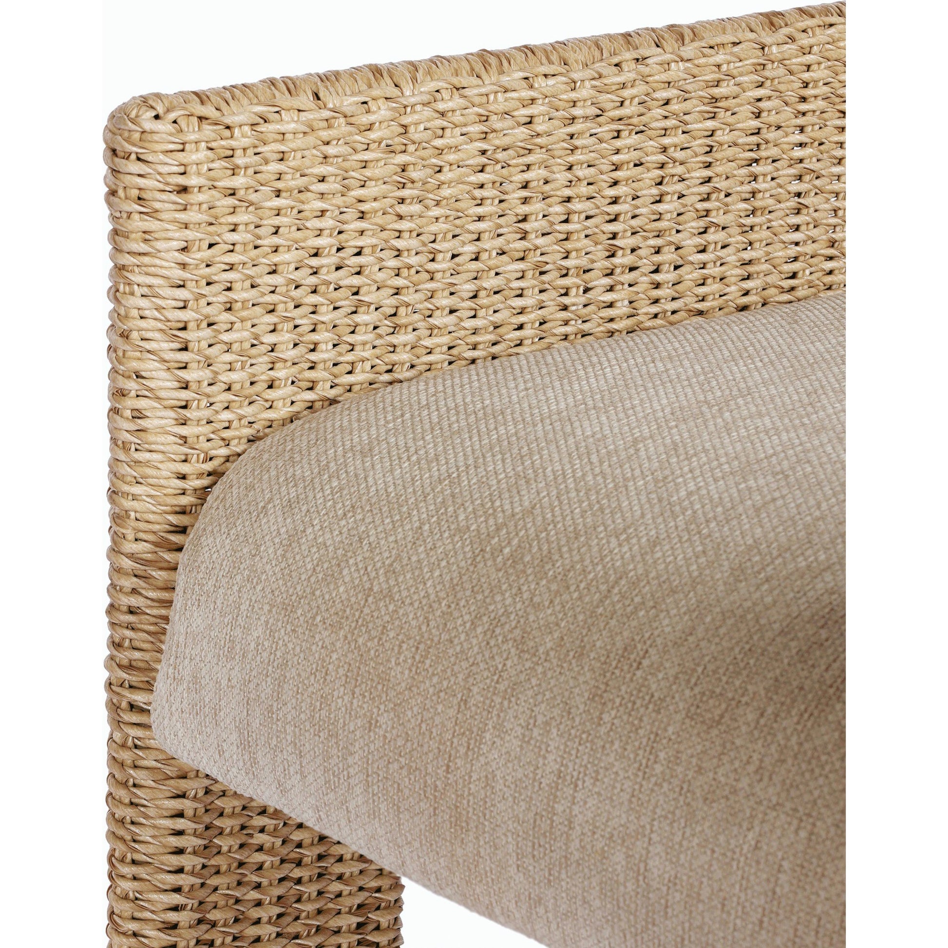Amur Outdoor Dining Chair by Four Hands. Made from 100% olefin, 100% polyethylene, 74% polyurethane foam pad, 26% polyester fiber batting in a modern style.
