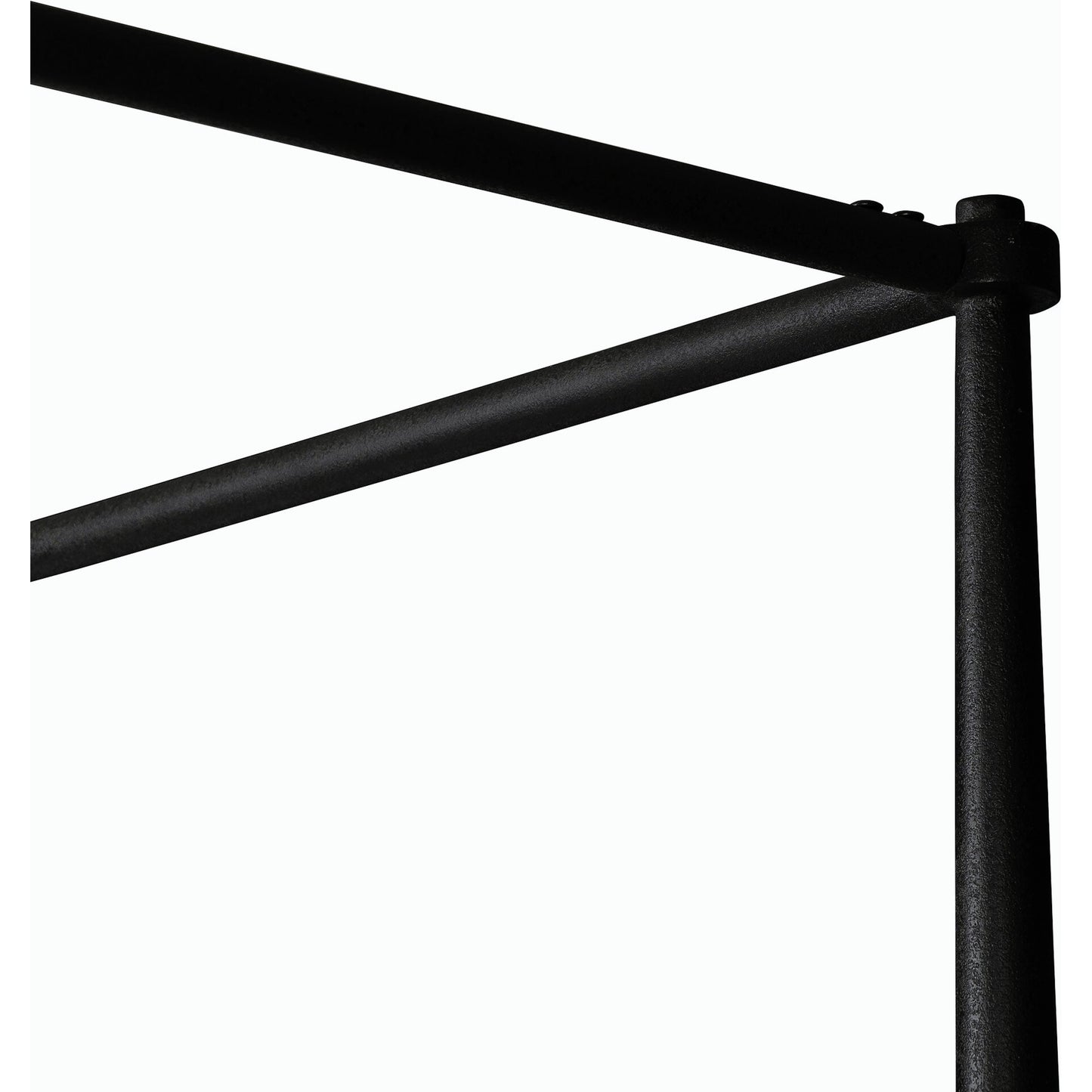 014 SI-2158601 | Closeup | Xander Canopy Bed by Four Hands in savoy parchment, textured black iron. Made from 54% polyester, 36% viscose (rayon), 10% flax/linen, iron in a modern style.