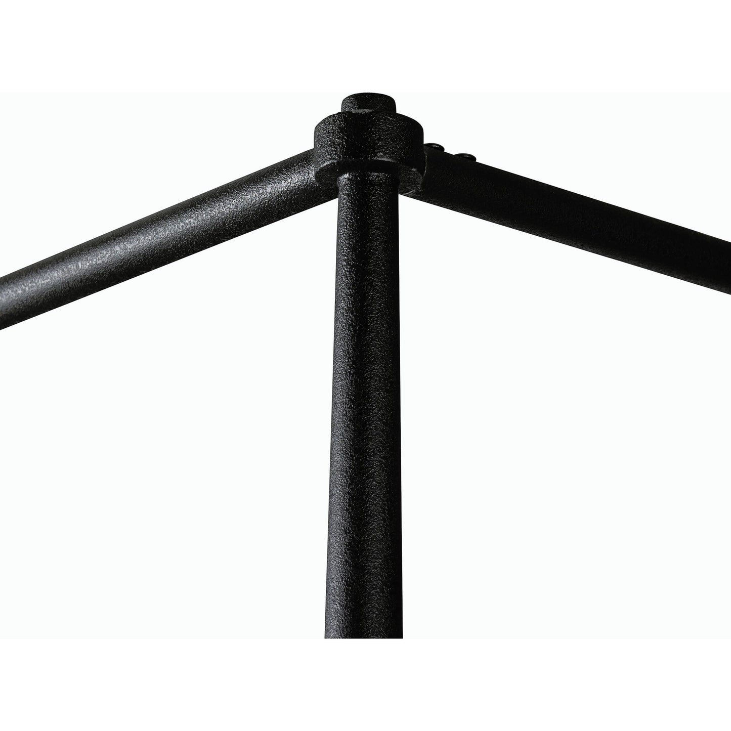 020 SI-2158601 | Closeup | Xander Canopy Bed by Four Hands in savoy parchment, textured black iron. Made from 54% polyester, 36% viscose (rayon), 10% flax/linen, iron in a modern style.