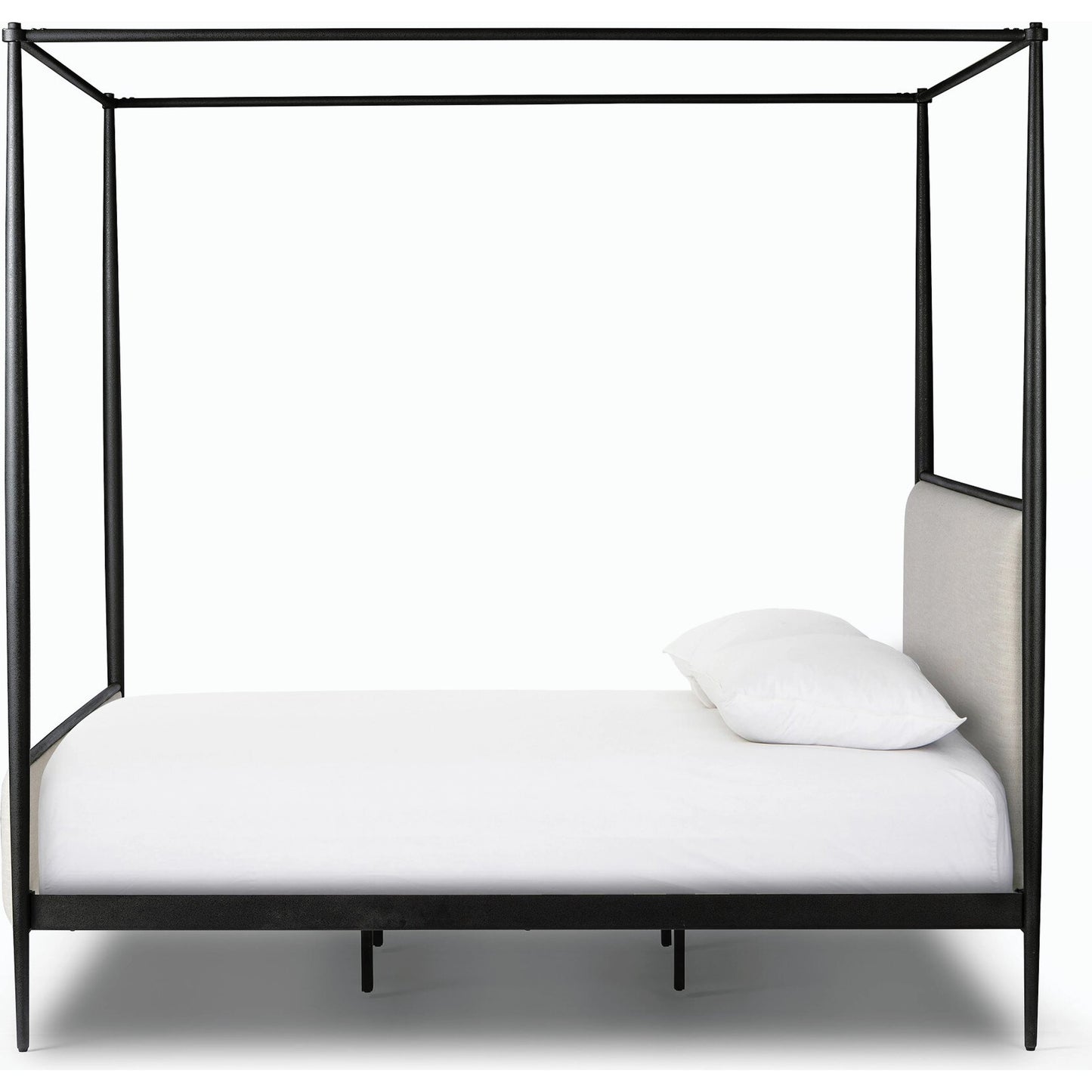 007 SI-2158601 | Additional Silo | Xander Canopy Bed by Four Hands in savoy parchment, textured black iron. Made from 54% polyester, 36% viscose (rayon), 10% flax/linen, iron in a modern style.