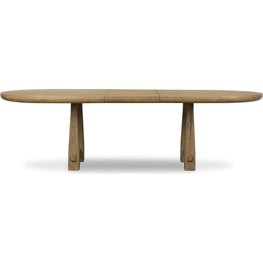 Godric Oval Extension Dining Table by Four Hands in drifted oak veneer. Made from thick oak veneer, solid oak in a unique style.